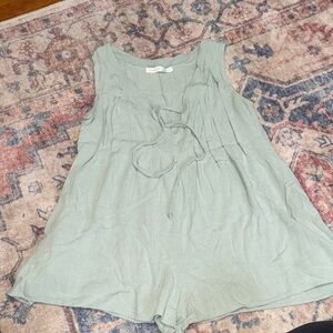 Sage Green Sleeveless Linen Romper